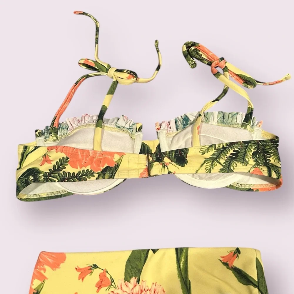 Women's Target Aguabendita Tropical  Floral Yellow Bikini Set Size XXS - Picture 6 of 12